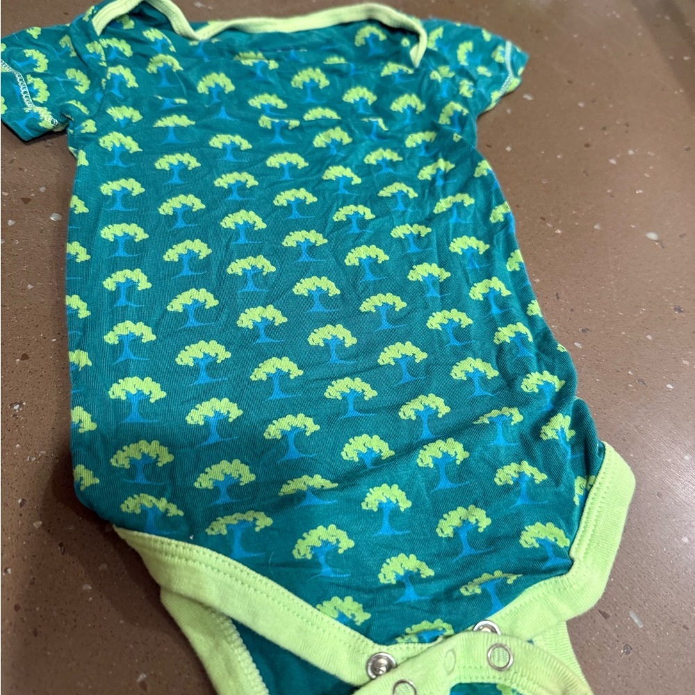 Kickee Pants Teal and Lime Tree Print Bodysuit